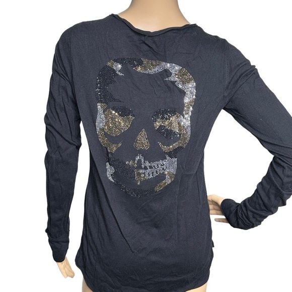 Zadig & Voltaire black skull long sleeve top, small - Picture 1 of 9
